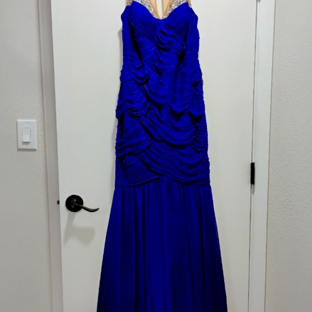 Adrianna Papell Gown with jeweled sheer neckline
